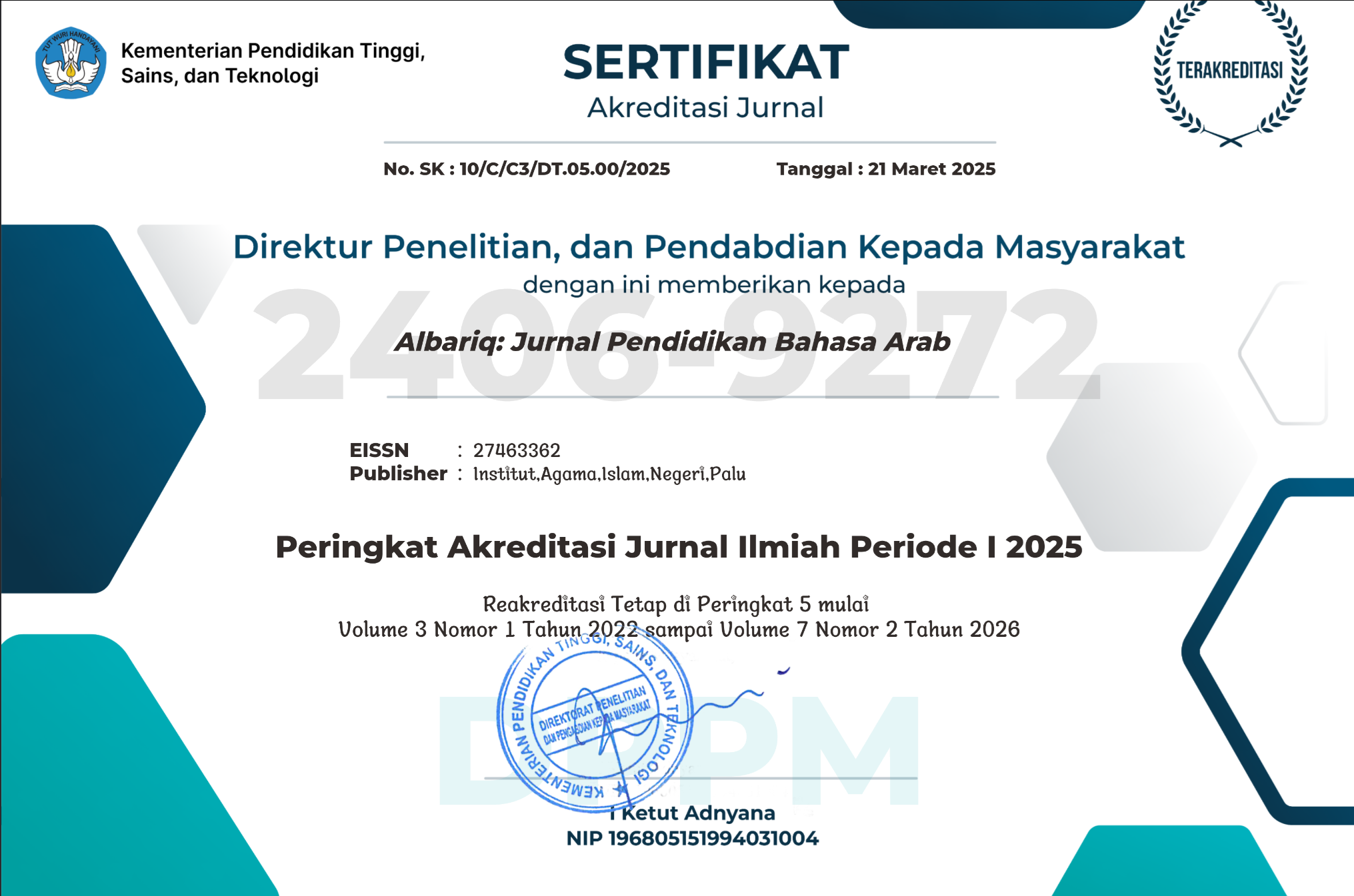 Akreditasi SINTA 5